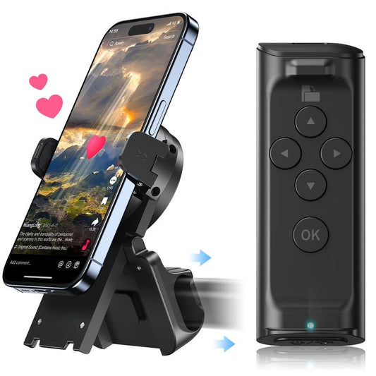 PUTARE Remote Control for TikTok Scrolling with Smartphone Holder Stand, Wireless Scroller Page Turner, Camera Shutter Video Recording for iOS Android, Cellphone Selfie Accessory,Upgraded